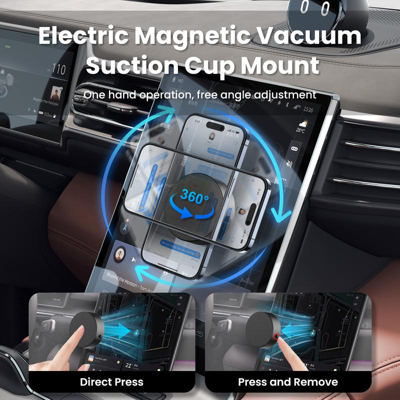 Magnetic Car Suction Cup Holder Mount,360°Rotation Magnetic Car Cell Phone Holder,Suction Cup Car Phone Mount(Black) Accessories Smartphone Cellphone Stand