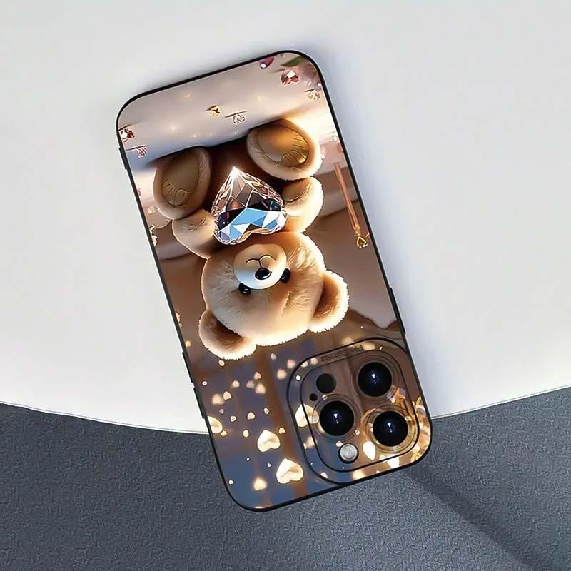 Cute Bear Pattern Phone Case, Anti-drop Cellphone Protective Case, Total Protective Shockproof Mobile Phone Cover for iPhone 11 12 13 14 15 16 Series