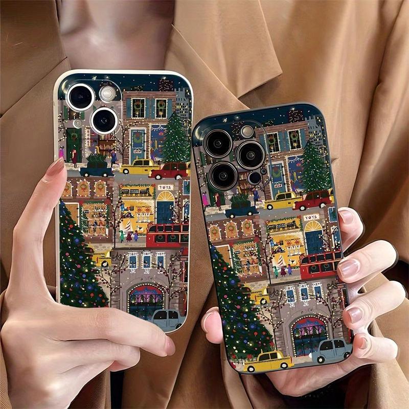 Christmas Themed Phone Case, Anti-drop Cellphone Protective Case, Total Protective Shockproof Mobile Phone Cover for iPhone 16 15 14 13 12 11 Plus Pro Pro Max