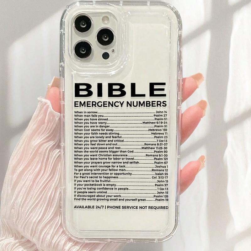 Bible Number Pattern Clear Phone Case, Anti-drop Phone Protective Case for iPhone 11 12 13 14 15 16 Series, Mobile Phone Accessories