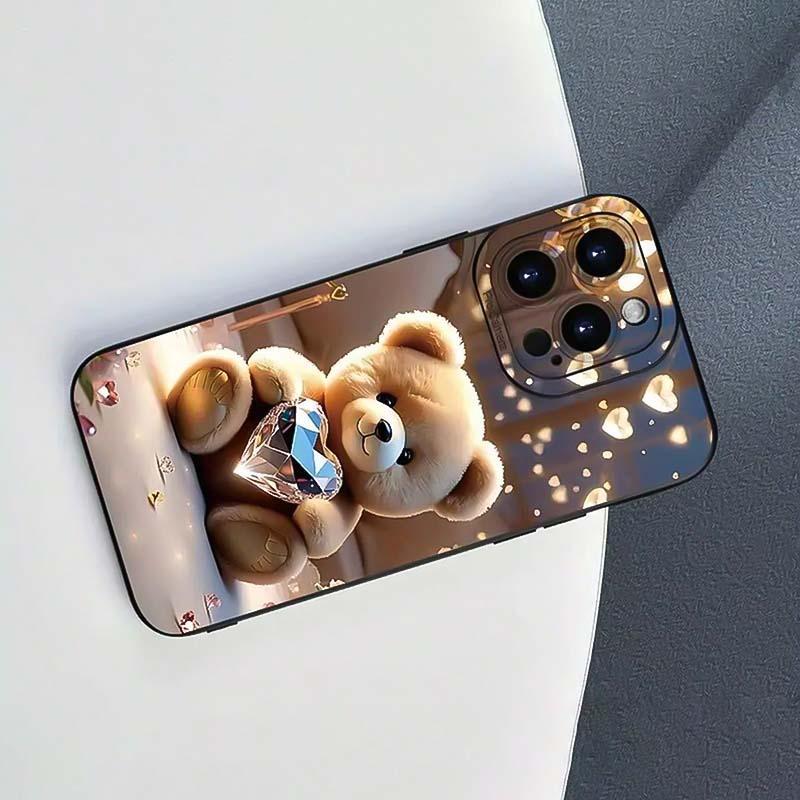 Cute Bear Pattern Phone Case, Anti-drop Cellphone Protective Case, Total Protective Shockproof Mobile Phone Cover for iPhone 11 12 13 14 15 16 Series