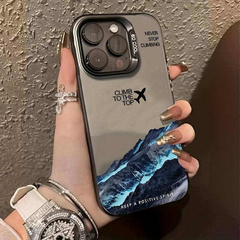 Mountain & Airplane Pattern Phone Case, Anti-fall Phone Protector Cover, Shockproof Phone Protective Case Compatible with iPhone 16 15 14 13 12 11 Series