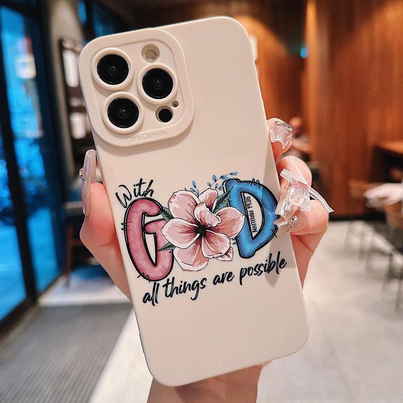 Fall Flower & Letter Pattern Phone Case, 1 Count Anti-fall Decorative Phone Protector Cover, Phone Accessory Compatible With iPhone 15 14 13 12 iPhone 16 Pro Max Case