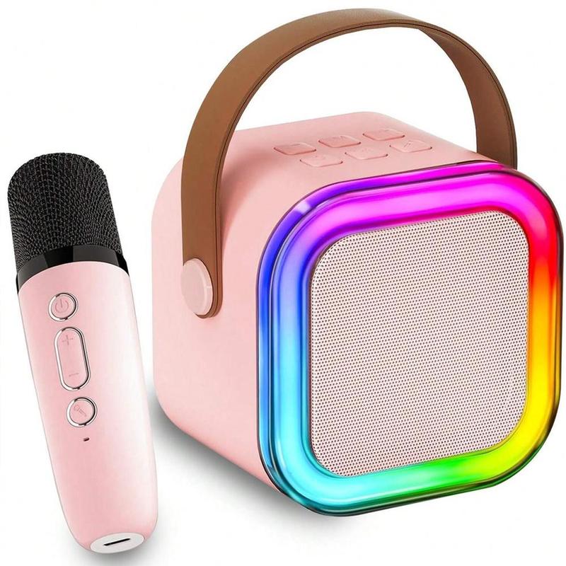 Portable Karaoke Machine with Microphone, Mini Karaoke Machine with Wireless Microphone, Portable Speaker with Voice Changing Effects & LED Lights, Christmas Gift