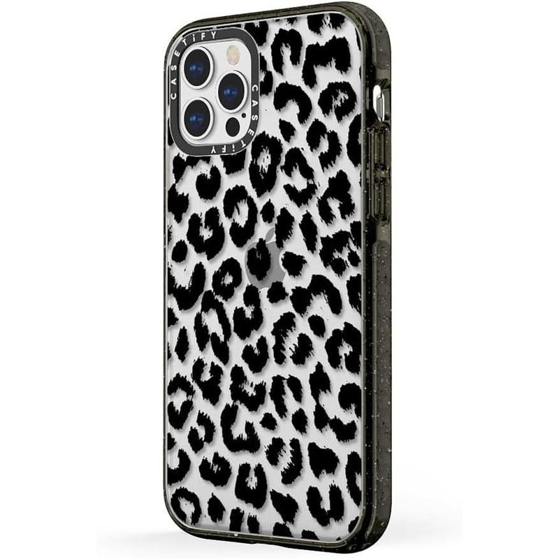 CASETiFY Impact  for iPhone 16 15 14 13 12 Pro Max - Black Transparent Leopard - Clear Black   iphone Protector Cover Screen Protector Smartphone