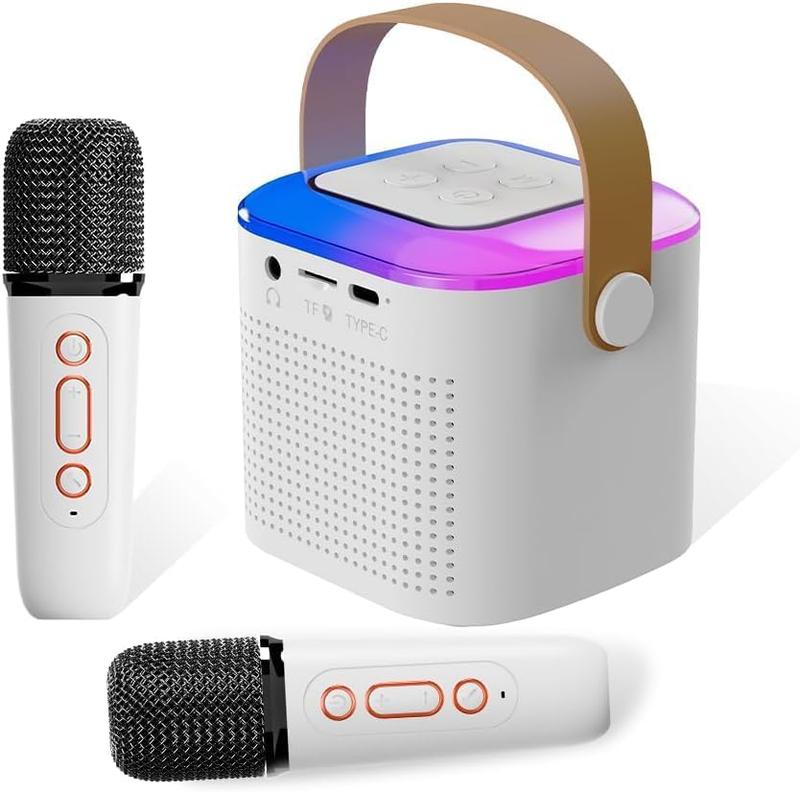 Karaoke Machine for Kids Adults, Portable BT Speaker with 2 Wireless Microphones, LED Lights, Kids Toys Birthday Gifts for Boys and Girls Over 4 Years Old