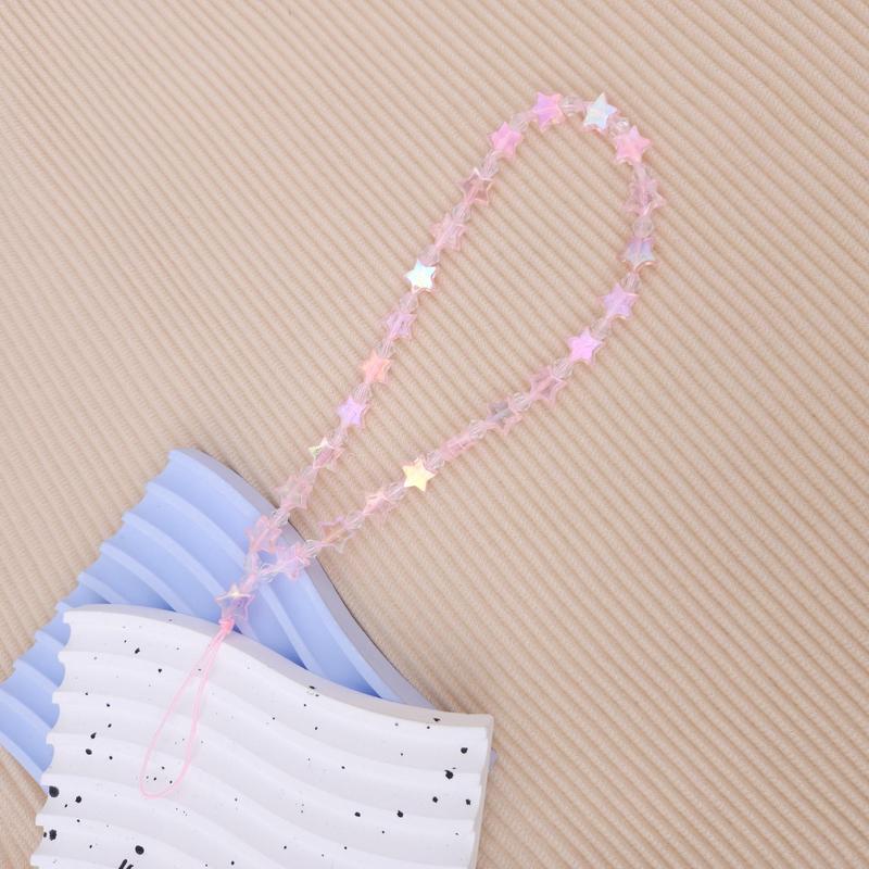 Cute Star Design Beaded Phone Chain, 1 Count Anti-lost Short Phone Lanyard, Decorative Phone Strap for Women & Girls, Fashion Phone Accessories