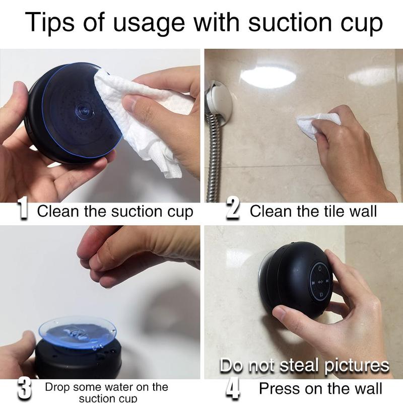 Waterproof Portable Speaker, Rechargeable Suction Cup Speaker with LED Light, Bluetooth-compatible Speaker for Home, Bathroom, Kitchen, Party