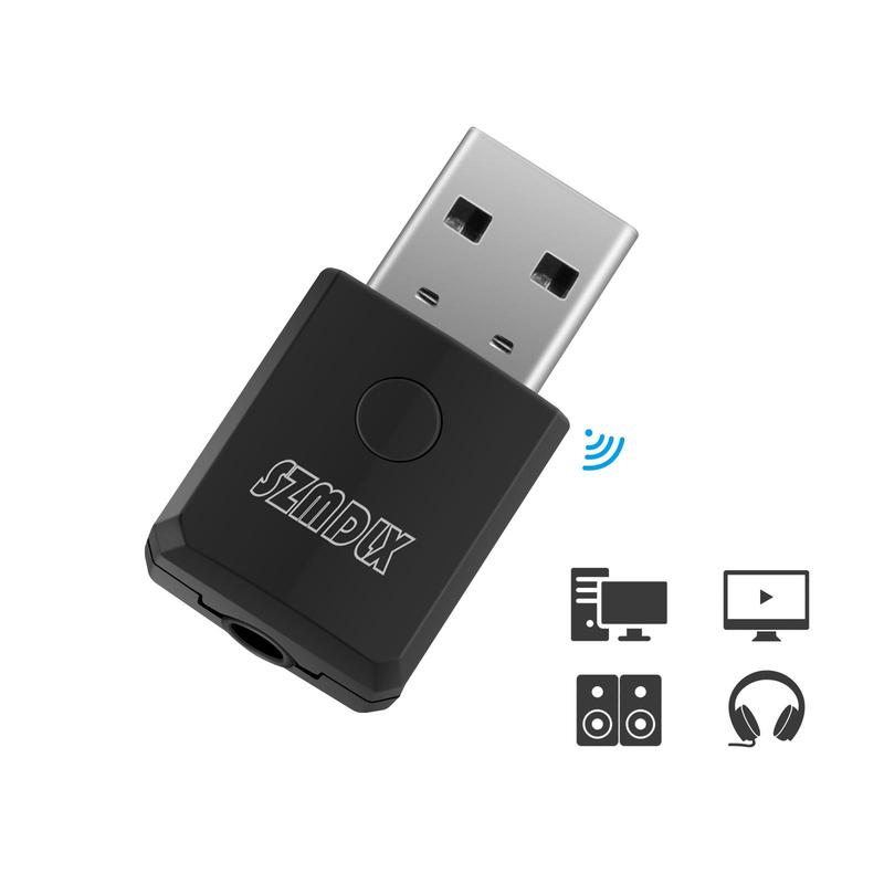 USB Wireless Audio Adapter, Mini Wireless Transmitter Receiver, Wireless Audio Adapter with 3.5mm AUX for Car Headphones PC TV Home Stereo, No Driver Required