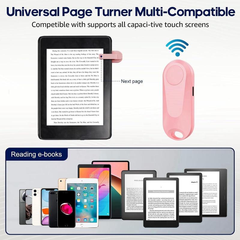 Remote Control Page Turner for Kindle Paperwhite Oasis Kobo E-Book eReaders, Remote Camera Shutter and Video, Page Turner Clicker for iPad Tablets Reading Novels