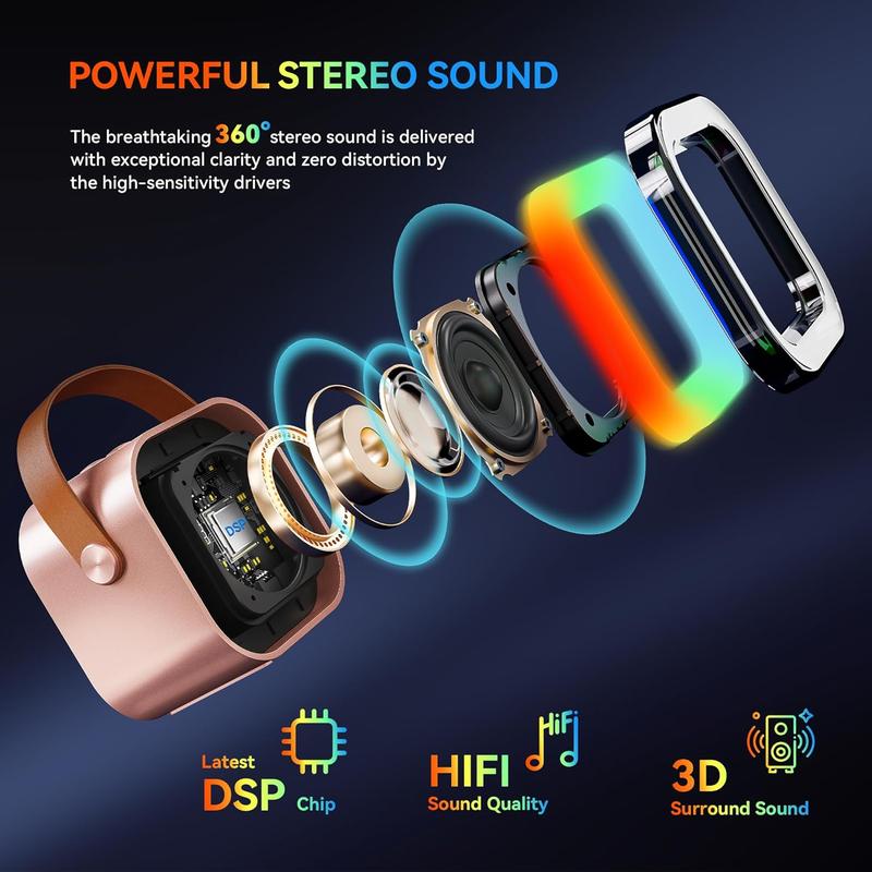 Karaoke Machine for Kids Adults, Portable Bluetooth Mini Karaoke Microphone Singing Speaker with 2 Wireless Mic and Light,Toys for All Smartphones,Birthday, Family,Home Party (Rose Gold)