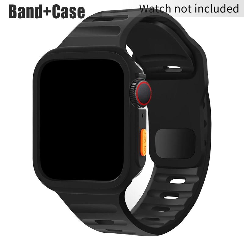 Solid Color Silicone Watch Band & Matte Case, Replacement Watch Band for Apple Watch Series 40mm to 45mm, Smart Watch Accessories for Men & Women