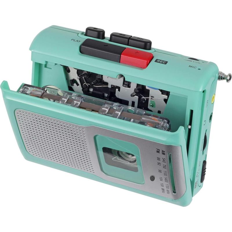 CR-100 Retro Portable AM FM Radio Personal Cassette Player Compact Lightweight Design Stereo AM FM Radio Cassette Player Recorder & Built in Speaker (Teal Limited Edition)