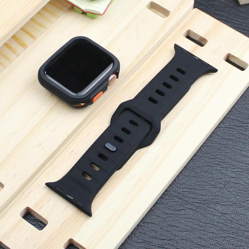 Solid Color Silicone Watch Band & Matte Case, Replacement Watch Band for Apple Watch Series 40mm to 45mm, Smart Watch Accessories for Men & Women