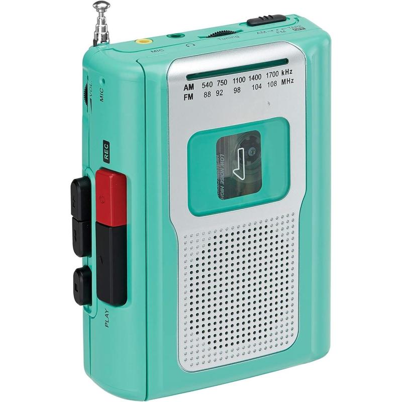 CR-100 Retro Portable AM FM Radio Personal Cassette Player Compact Lightweight Design Stereo AM FM Radio Cassette Player Recorder & Built in Speaker (Teal Limited Edition)