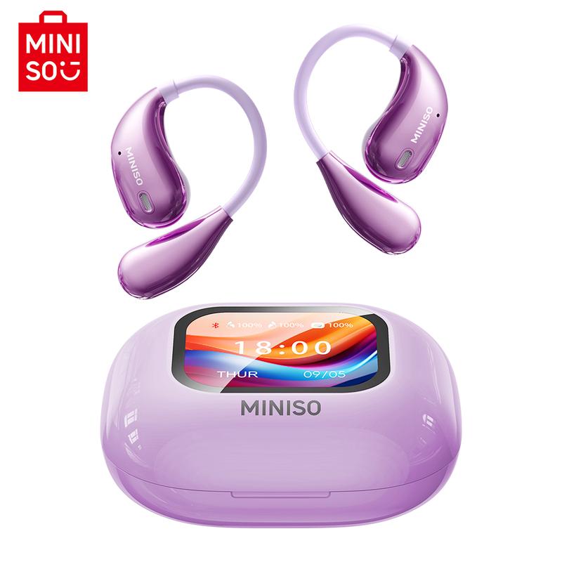 MINISO True Wireless Open Ear Earbuds Bluetooth 5.4, IPX5 Waterproof,48Hours Play time,OWS Headphones Immersive Premium Sound Long Distance Connection Headset with Charging Case,Light-Weight Headphones Built-in Microphone