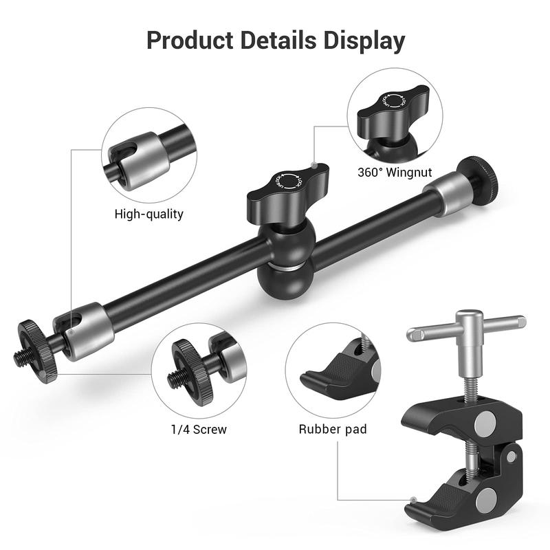 [Holiday Deal] SmallRig Magic Arm w Clamp, Overhead Phone Mount, Flexible Desk Camera Mount & Clamp, Articulating Friction Boom Arm w Thread Adapter, for Light, Webcam, Mic, Action Camera  Christmas gifts Black Friday Cyber Monday