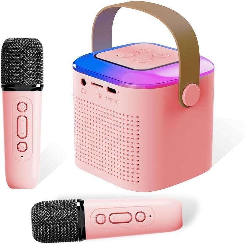 Karaoke Machine for Kids Adults, Portable BT Speaker with 2 Wireless Microphones, LED Lights, Kids Toys Birthday Gifts for Boys and Girls Over 4 Years Old