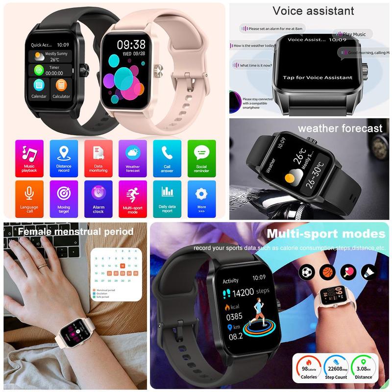 Multifunctional 1.85-inch Smart Watch, Fashion Digital Watch with Touch Screen Design & Wireless Calling Function, Sports Watch for Women & Men