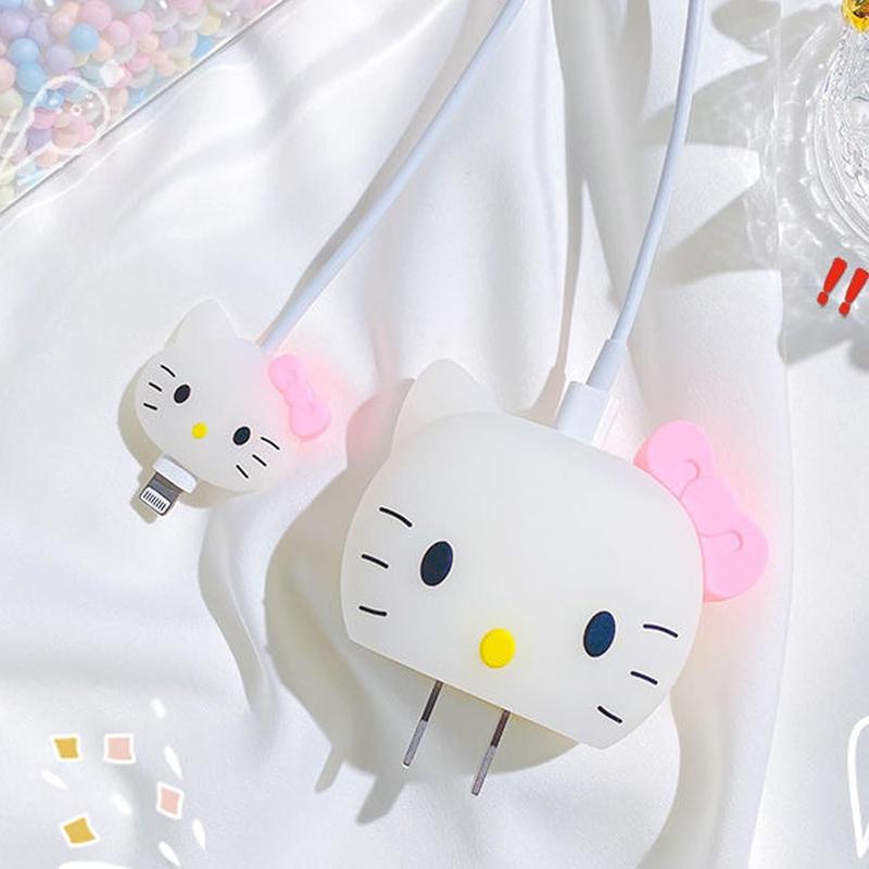 2 Packs 3D Cute Cartoon Charger Cover Charger Protector Charger Case Cable Protector for iPhone Fast Charger 18W 20W USB-C Power Adapter and Lightning Cable (2Packs)