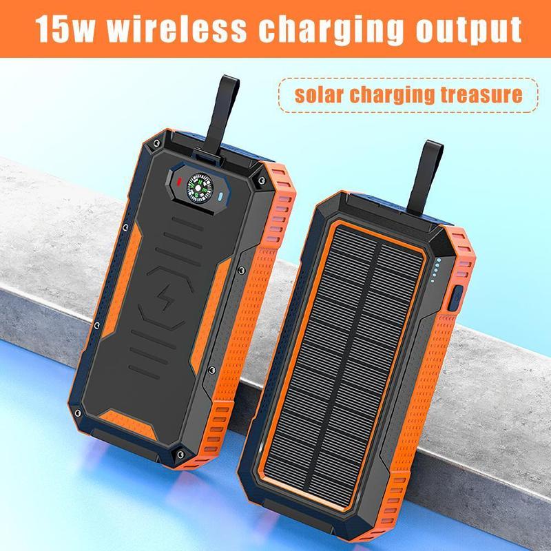 Solar Charger, 30000mAh with USB C Input Output, Portable Wireless Charger for Cell Phones, QC3.0 Quick Charger with LED Flashlight, Waterproof Charger,. Charge six devices at the same time