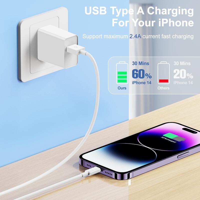 2pc 15W USB-A Fast Charging Data Cable, Fast Charging USB Data Cable, Portable Cable for iPhone iPad