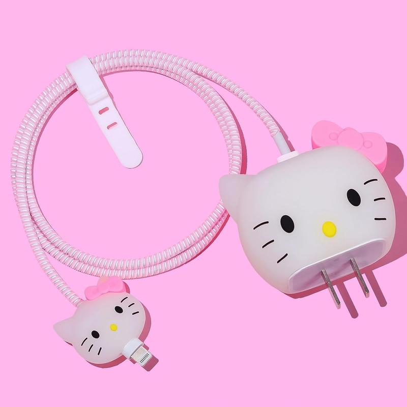 2 Packs 3D Cute Cartoon Charger Cover Charger Protector Charger Case Cable Protector for iPhone Fast Charger 18W 20W USB-C Power Adapter and Lightning Cable (2Packs)