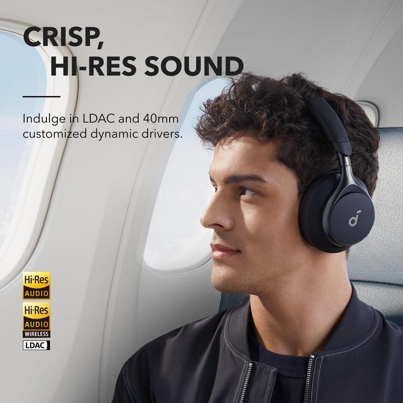 Space One Active Noise Cancelling Headphones by Anker - 40H Playtime, LDAC Hi-Res Audio, Bluetooth 5.3, Clear Calls