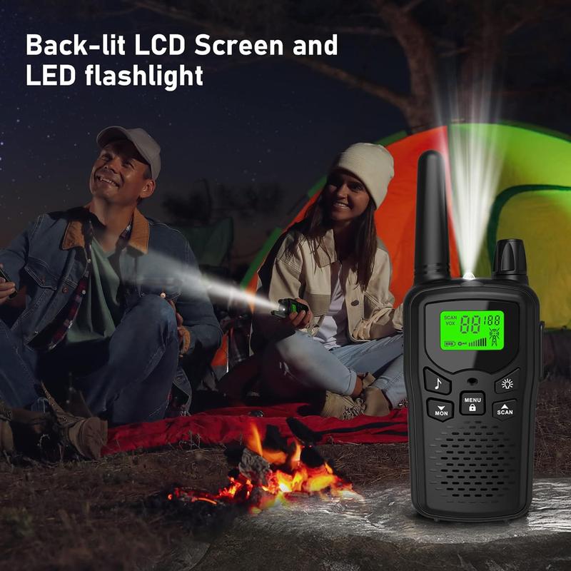 Walkie Talkies, Long Rang Walkie Talkies with 22 FRS Channels,Walkie Talkies for Adults with Lamp,VOX,LCD Display for Outdoor Activities Black