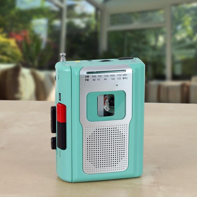 CR-100 Retro Portable AM FM Radio Personal Cassette Player Compact Lightweight Design Stereo AM FM Radio Cassette Player Recorder & Built in Speaker (Teal Limited Edition)