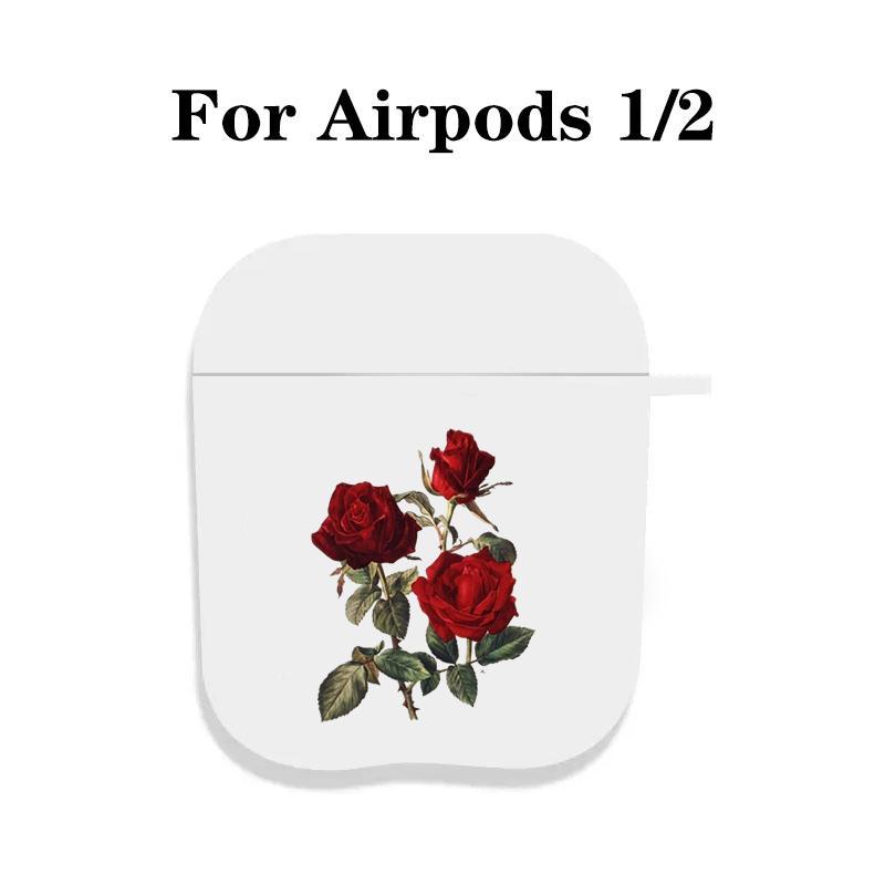 Elegant Rose Design Earphones Case with Hiking Buckle, Floral Pattern Shockproof Anti-fall TPU Cover for AirPods 1 2, 3, Pro, Pro 2, Gift for Birthday