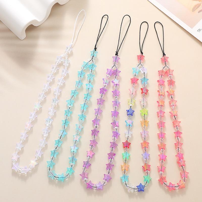 Cute Star Design Beaded Phone Chain, 1 Count Anti-lost Short Phone Lanyard, Decorative Phone Strap for Women & Girls, Fashion Phone Accessories