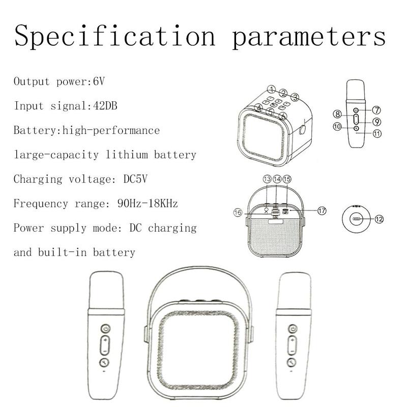 Portable Karaoke Machine with Microphone, Mini Karaoke Machine with Wireless Microphone, Portable Speaker with Voice Changing Effects & LED Lights, Christmas Gift