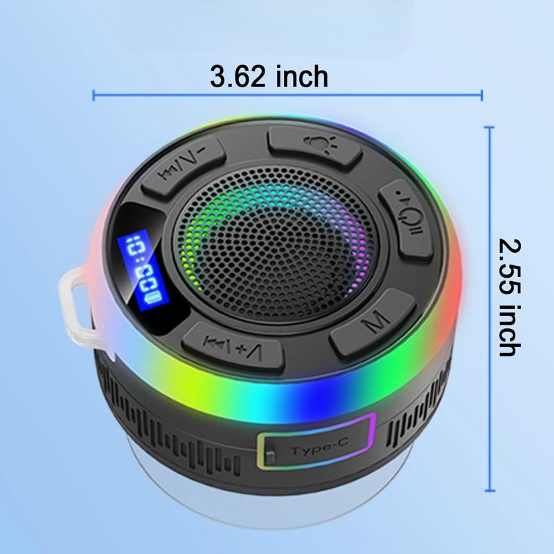 Bluetooth Shower Speaker, Portable Shower Speakers IP7 Waterproof with Suction Cup and Time Display, Dynamic LED Lights and Dual Stereo Pairing, Handsfree Wireless Speaker with Mic for Bathroom, Beach