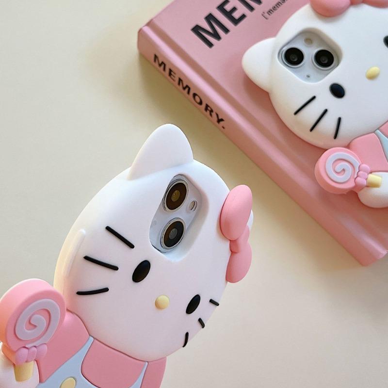 Sanrio Hello Kitty 3D Stereoscopic Phone Case For IPhone 15 14 13 12 11 Pro Max XR XS Kuromi Melody Silicone Soft Back Cover Y2K