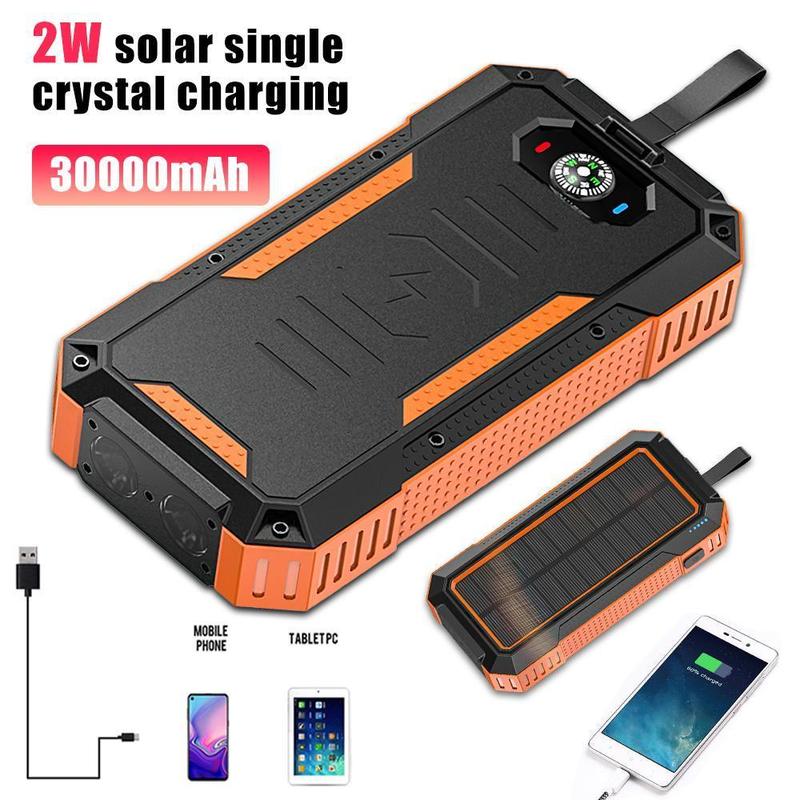 Solar Charger, 30000mAh with USB C Input Output, Portable Wireless Charger for Cell Phones, QC3.0 Quick Charger with LED Flashlight, Waterproof Charger,. Charge six devices at the same time