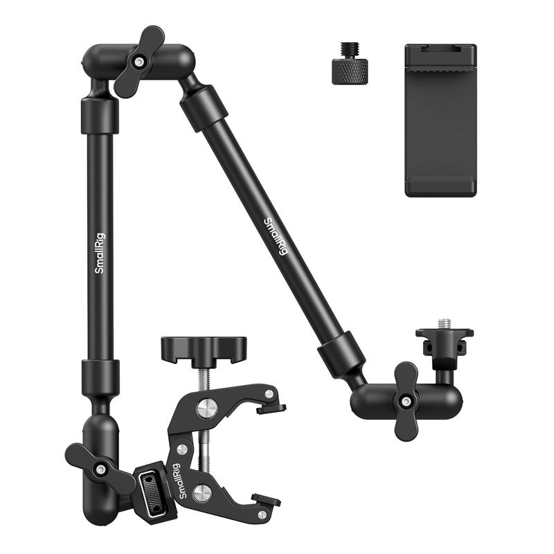 [Holiday Deal] SmallRig Magic Arm w Clamp, Overhead Phone Mount, Flexible Desk Camera Mount & Clamp, Articulating Friction Boom Arm w Thread Adapter, for Light, Webcam, Mic, Action Camera  Christmas gifts Black Friday Cyber Monday