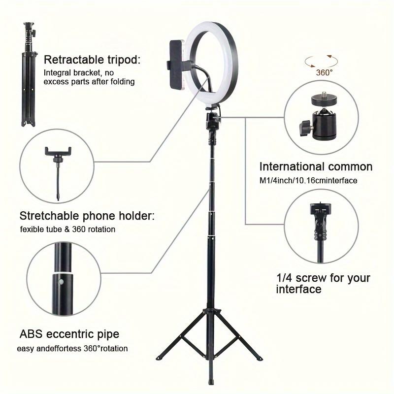 10-Inch LED Ring Light with Adjustable Tripod Stand, Phone Mount for Professional Photos, Videos & Streaming, USB-Powered