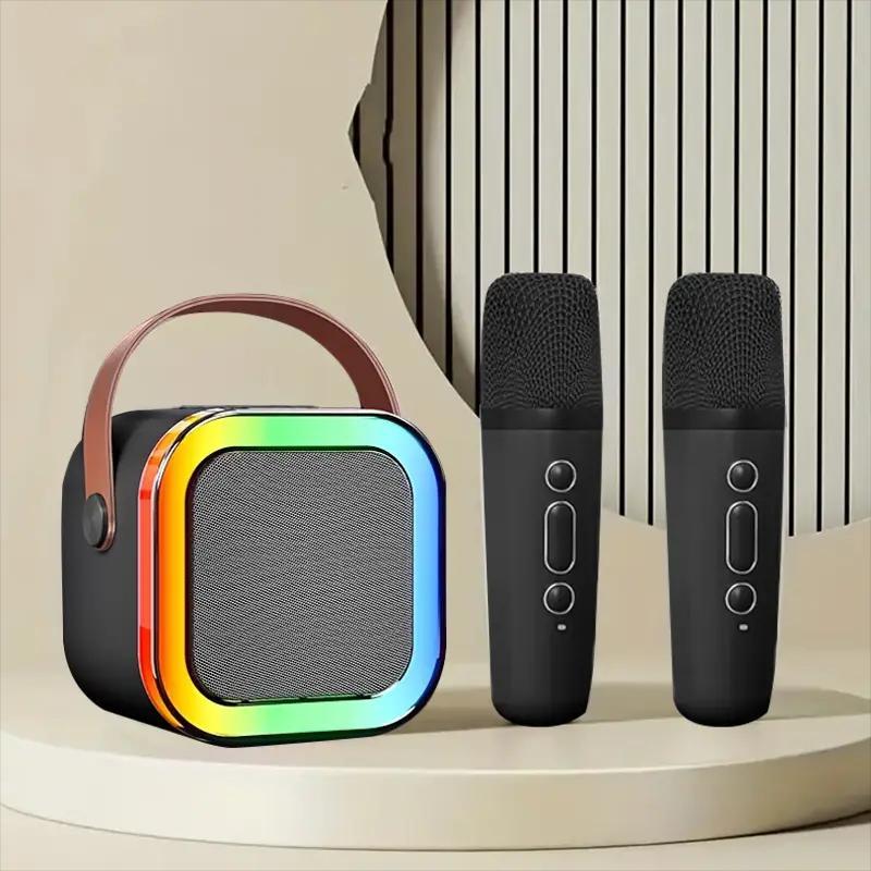 Portable Wireless Speaker with Microphone, Rechargeable LED Light Bluetooth-compatible Speaker with Microphone, Home Karaoke Machine for Home Party