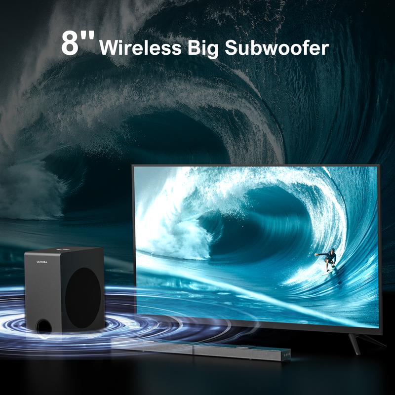 ULTIMEA Nova S80 360-degree Dolby Atmos home theater surround sound system.Sound effect speaker.TV soundbar and home speaker.Subwoofer with BassMX technology.Supports 4K HDR,HDMI and Bluetooth.Soundbar for smartphones.Party speaker. Audio