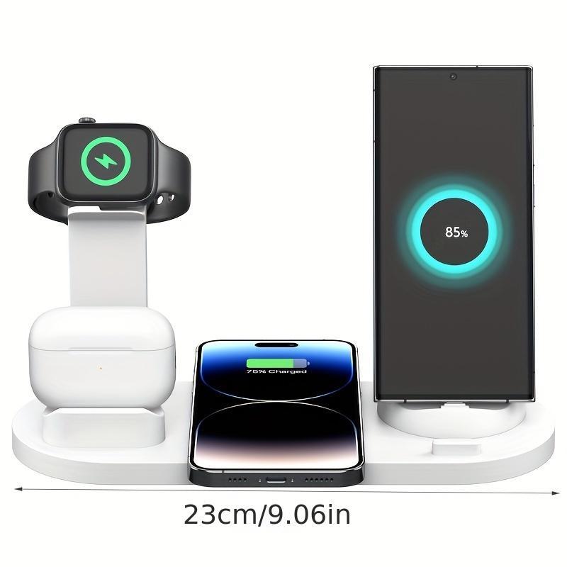 15W Wireless Charging Station, Foldable Charger Stand, Multifunctional Charging Station for iPhone & Samsung & Apple Watch & AirPods