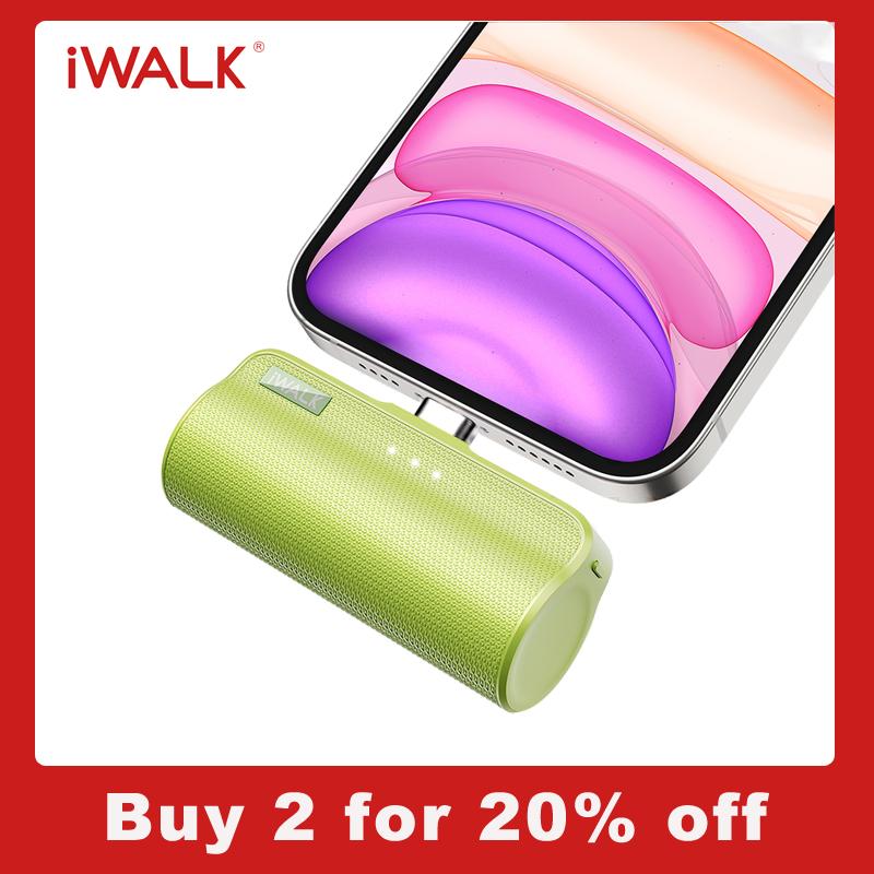 iWALK Small Portable Charger 3350mAh Lightning,HomeOffice Travel Power Bank,suitable for iPhone 14 13 12 11 XS XR X 8 7 6 iPad Airpods Cellphone Smartphone