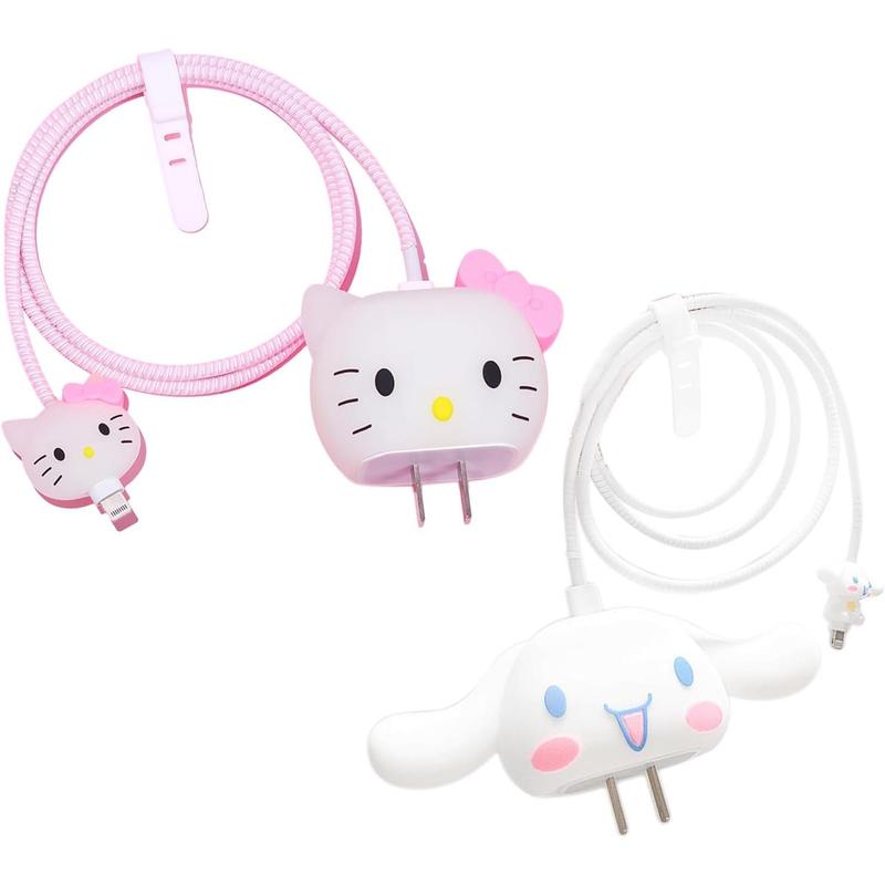 2 Packs 3D Cute Cartoon Charger Cover Charger Protector Charger Case Cable Protector for iPhone Fast Charger 18W 20W USB-C Power Adapter and Lightning Cable (2Packs)