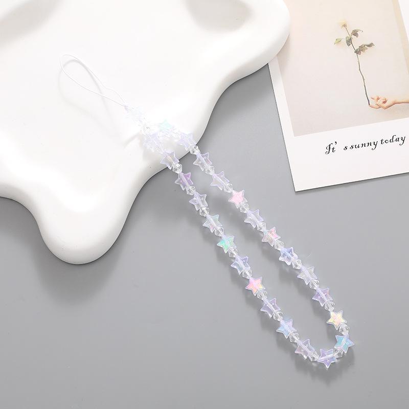 Cute Star Design Beaded Phone Chain, 1 Count Anti-lost Short Phone Lanyard, Decorative Phone Strap for Women & Girls, Fashion Phone Accessories