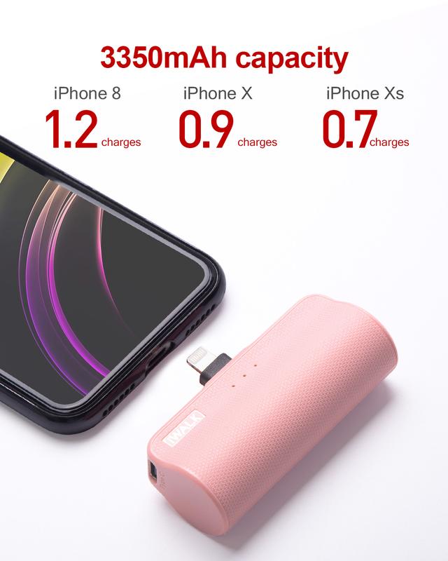 iWALK Small Portable Charger 3350mAh Lightning,HomeOffice Travel Power Bank,suitable for iPhone 14 13 12 11 XS XR X 8 7 6 iPad Airpods Cellphone Smartphone