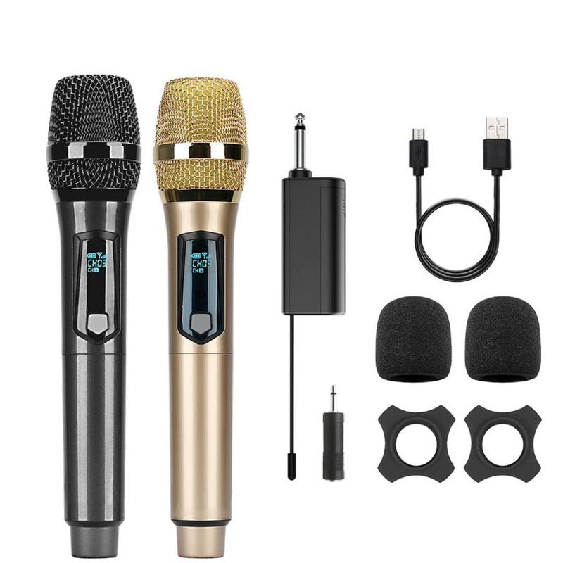 Wireless Microphone, USB Rechargeable Wireless Microphone, Portable Microphone for Karaoke Singing, Speech, Wedding, Church, PA System