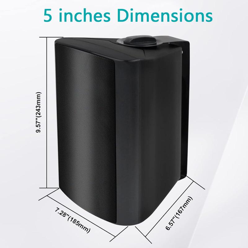 HERDIO Waterproof Active and Passive Wireless Bluetooth Outdoor Paired Speaker - 4 inch 5.25 inch 6.5 inch (Black white)