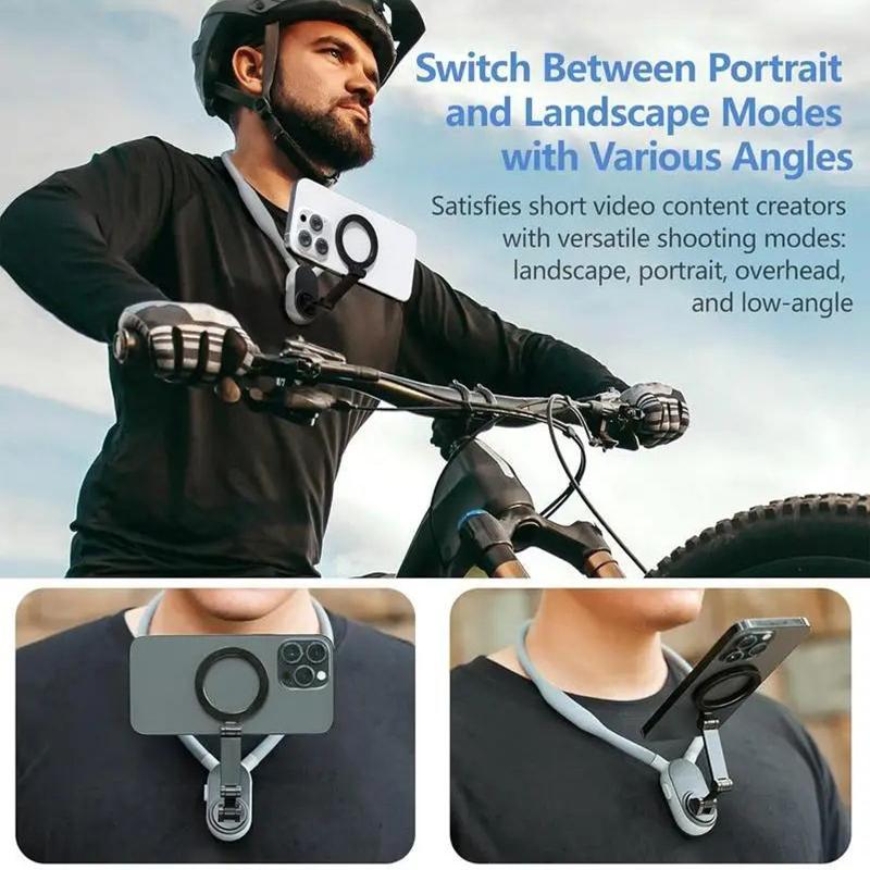 GoPro or Phones Neck Magnetic Mount, First Person Action Camera Mount Compatible All Phone Devices,Recording for iPhone 16 15 14 13 12 & Android Phone Smartphone