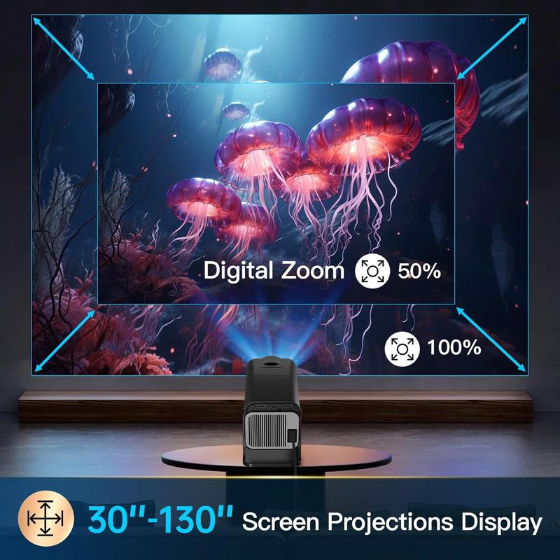 Mini Projector, 1080P Smart Projrctor Built-in Android TV 11.0, with Wifi 6 , Auto Keystone 4K Supported 10000 Lumens, 180 Degree Rotation Short Throw Projector Audio Automatic Bulb Screen