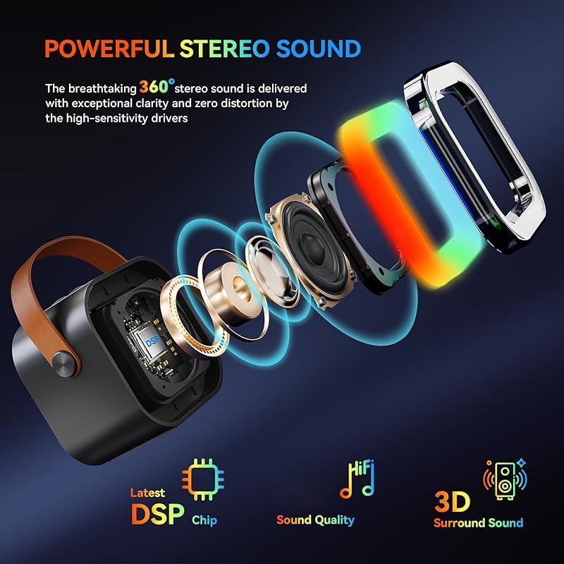 Portable Wireless Speaker with Microphone, Rechargeable LED Light Bluetooth-compatible Speaker with Microphone, Home Karaoke Machine for Home Party